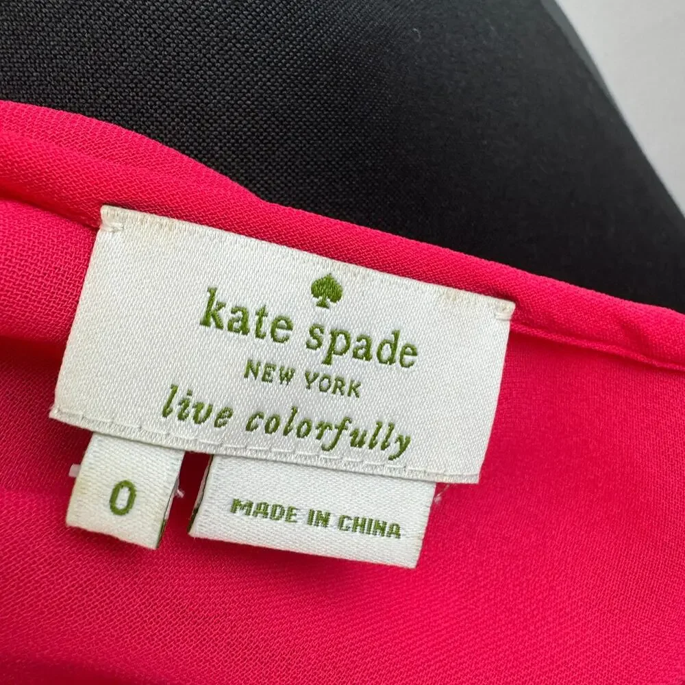 Kate Spade Edison Pink Blouse Ruffle Keyhole Neck Long Sleeve Pullover Size 0